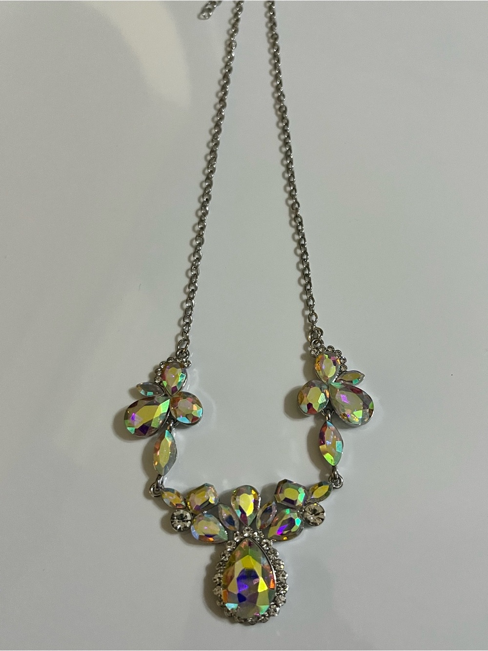 Aurora Teardrop Crystal Statement Necklace - Iridescent